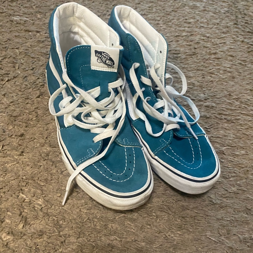 Vans Teal and White High-Top Sneakers